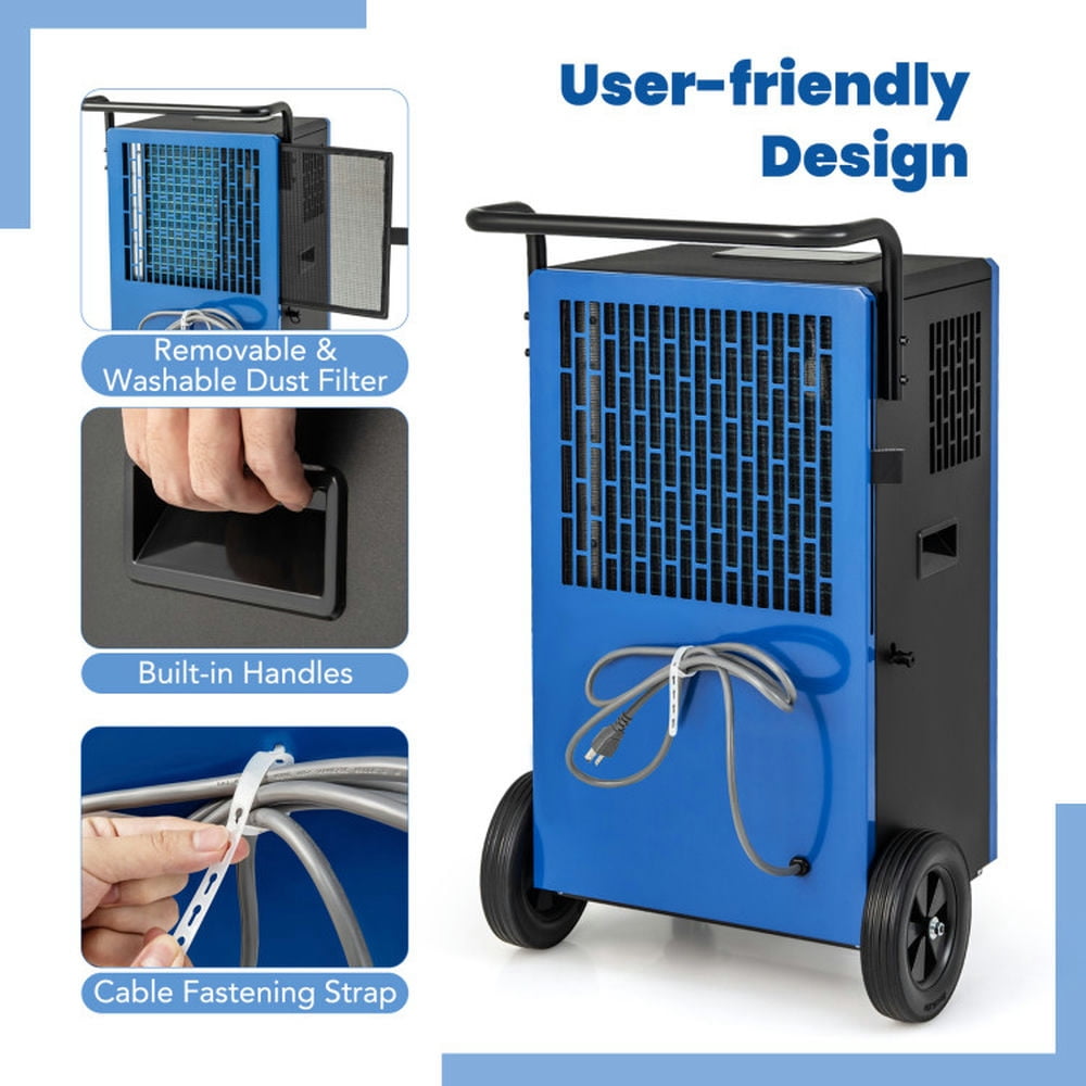 YYAo Dehumidifier Small Dehumidifiers,215 Pints 8000 Sq.Ft Commercial Dehumidifier For Home and Basement with 24H Timer-Blue