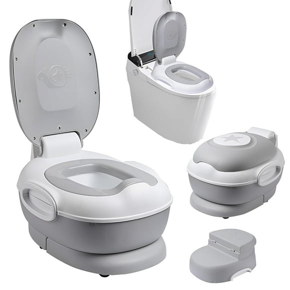 3-in-1 Potty, Portable Kids Potty Training Toilet Seat with Trainer Ring and Step Stool for Travel Car Camping Indoor Outdoor