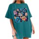 thumbnail image 1 of Faldas Cortas para Mujeres, Impresión de Flores Casual Oversized Camiseta de Manga Corta Top Hecho de 95% Poliéster 5% Spandex para Primavera Verano, Falda Corta de Verano, 1 of 7