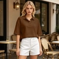 thumbnail image 6 of Dresfit Womens Polo Shirts Button Down Golf Shirts 2026 Summer Collared Short Sleeve Tennis Tops Lightweight Regular Fit Plus Size Back To School Basic Tees L, 6 of 6