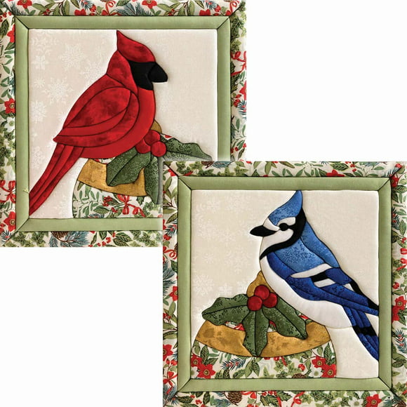 Quilt Magic Christmas Cardinal & Bluejay, Set of 2 No-Sew Quilt Kit
