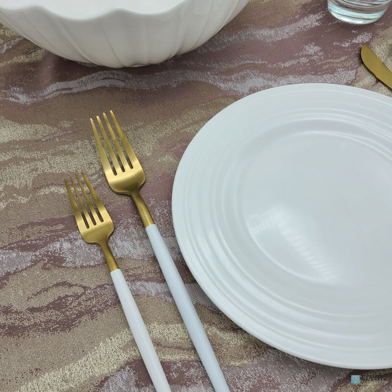 Gold Flatware Set With White Handle