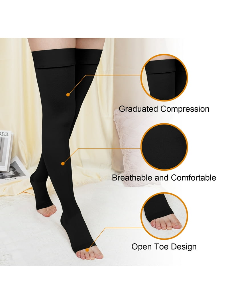 Compression Socks for Women Thigh High, CaiDieNu Open Toe Socks - Main Image