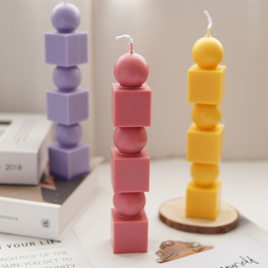 Geemin Plastic Candle Mold Geometric Cylinder Candle Making Molds DIY Handmade Beeswax Candles Mould Supplies