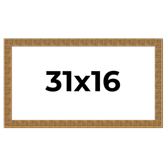 31x16 Frame Black and Gold Distressed Solid Wood Sonoma Picture Frame | 1.625 Inch Moulding Width |