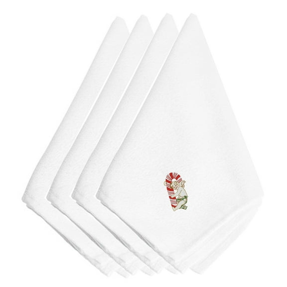Christmas Candy Cane Cherub Embroidered Napkins Set of 4