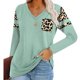 thumbnail image 2 of Camiseta informal con cuello en V y manga larga con estampado de leopardo para mujer Fridja  hj4073, 2 of 7
