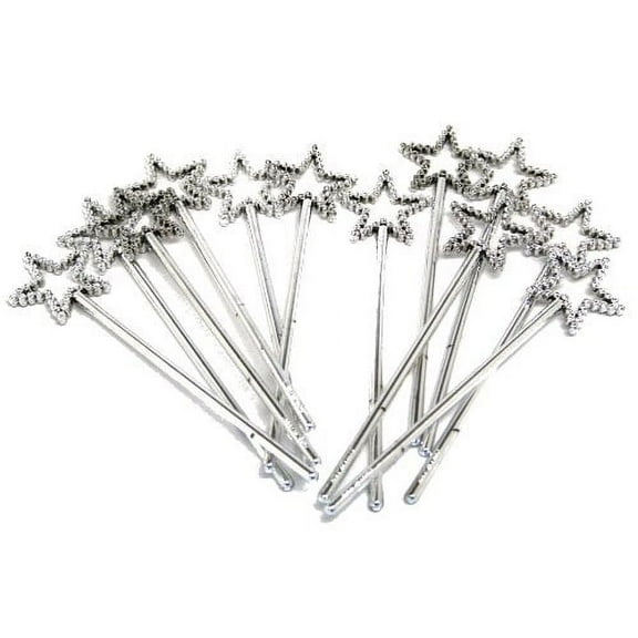 Rhode Island Novelty Mini Sequin Star Wands  Silver  Pack of 12