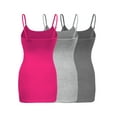 thumbnail image 2 of ShezPretty 3-Pack - Women's Basic Cami with Adjustable Spaghetti Straps Tank Top (2XLarge, Spring Hot Pink/H.Grey/Charcoal Grey), 2 of 7