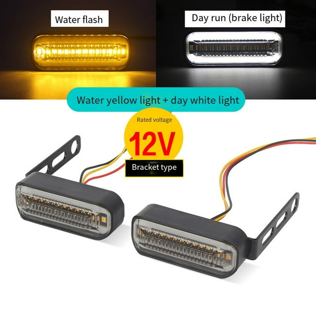 BTOER 12V 2PCS Motorcycle Turn Signals Light Flowing Water Flasher Rear Stop Light