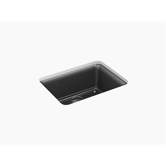 Kohler K-28001-CM7 Cairn 24.5 x 18.312 x 9.5 Neoroc Undermount Single-Bowl Kitchen Sink with Rack - Matte Graphite