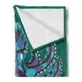 thumbnail image 2 of Kraken Soft Flannel Fleece Throw Blanket, Zentangle Animal Totem Vintage Hippie Image Art, Cozy Plush for Indoor and Outdoor Use, 50" x 70", Petrol Blue Mauve, by Ambesonne, 2 of 5