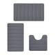 thumbnail image 2 of Juego de 3 alfombrillas de baño de espuma de terciopelo suave | Antideslizantes y absorbentes | Lavables a máquina para inodoro y ducha | Estilo moderno en gris, caqui y gris oscuro, 2 of 6