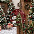 thumbnail image 5 of Welcome Sign for Front Door, Christmas Snowman Round Metal Wall Art Wreaths, Funny Xmas Tree Snowflake Red Black Plaid Outdoor Indoor Wall Hanging Sign for Porch Decor Housewarming Gifts 11.8 Inch, 5 of 8
