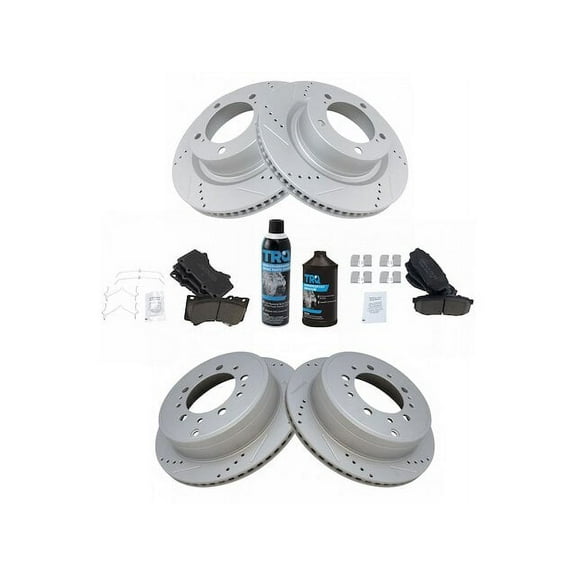 Front and Rear Brake Pad and Rotor Kit - Compatible with 2007 - 2021 Toyota Tundra 2008 2009 2010 2011 2012 2013 2014 2015 2016 2017 2018 2019 2020