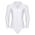 thumbnail image 2 of Eandarui Men's Tango Latin Dance Leotard Shirts Shiny Rhinestone Long Sleeve Chacha Rumba Samba White 3XL, 2 of 7