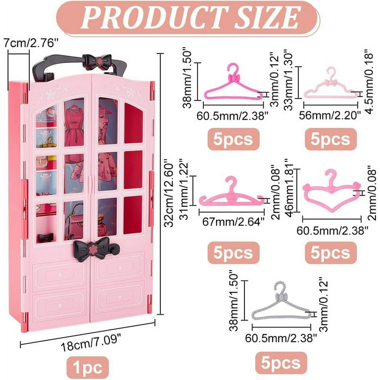 Doll Closet with 25pcs Hangers Dollhouse Furniture