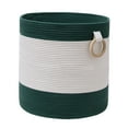 thumbnail image 2 of Fancyes Cotton Rope Storage Basket,Clothes Storage Basket with Handles,Multipurpose Dirty Clothes,Laundry Basket for Dorm Gift Basket green and white, 2 of 8