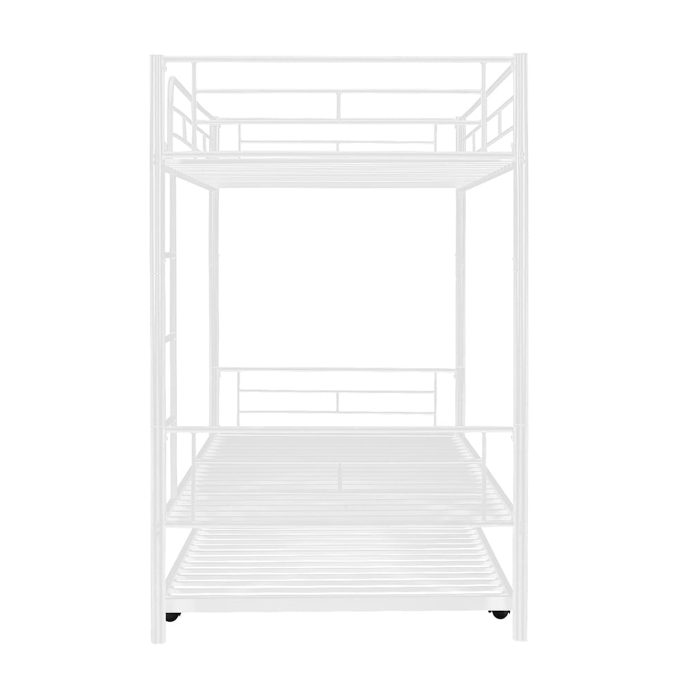 Kepooman Bunk Bed Frame Twin Over Twin with Trundle, Can be Divided into Two Beds, White Kepooman Bunk Bed Frame Twin Over Twin with Trundle, Can be Divided into Two Beds, White