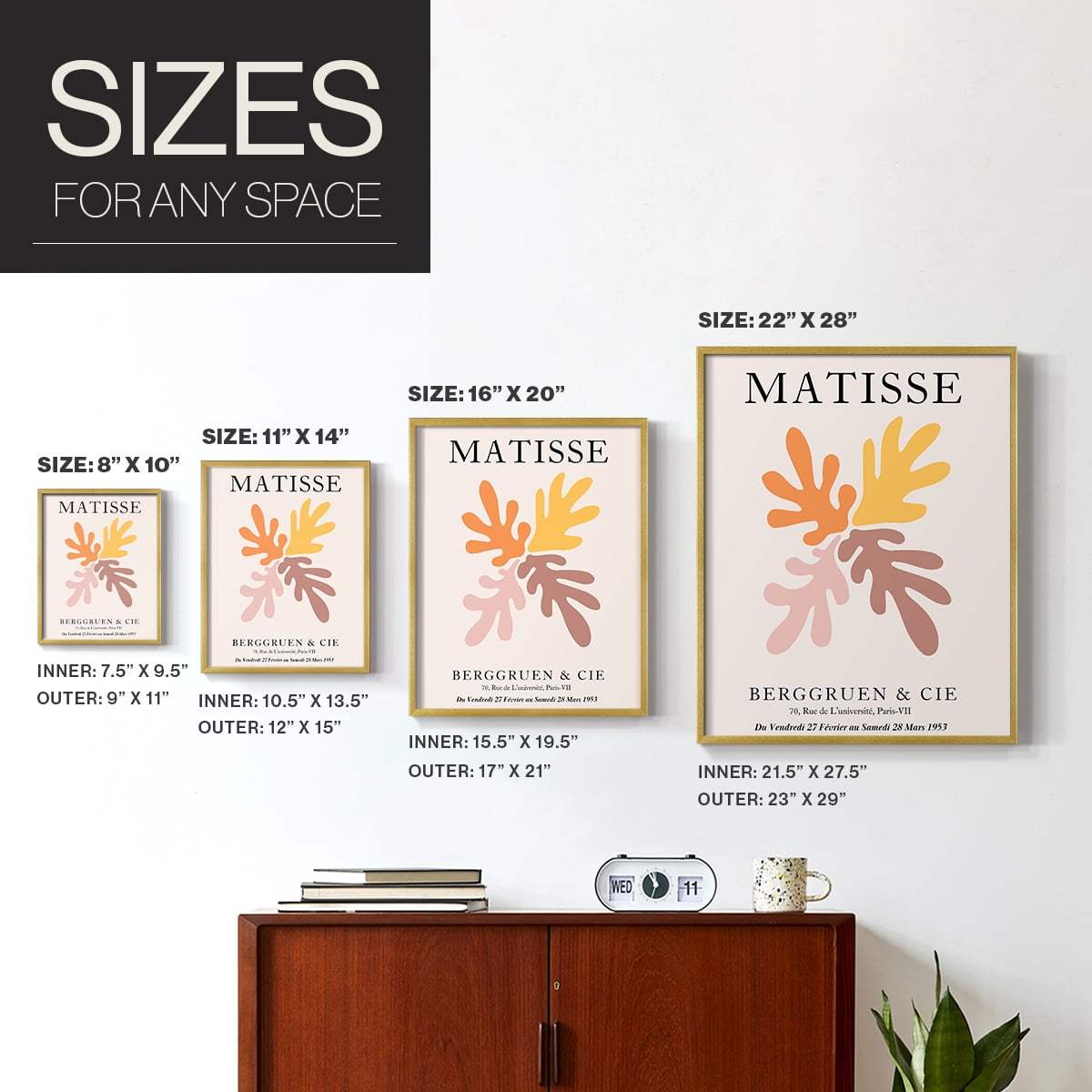 Matisse D in Gold Solid Wood Framed Print No Nail Hanging