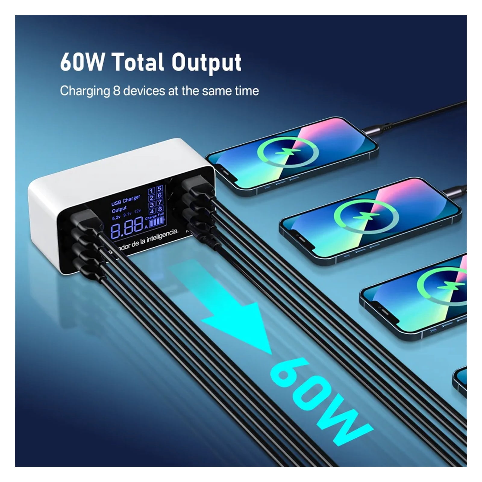 60W Quick Charge QC 3.0 4.0 USB Charger Adapter USB C Charger Phone Tablet Fast Charger ,Space-Saving