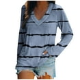 thumbnail image 1 of PEZHADA Hauts à Manches Longues pour Femmes Mode Décontractée Col en V Imprimé Blouse, 1 of 9