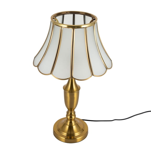 Wildnix Antique-Style Table Lamp with Glass Lampshade and E26 Bulb Holder, Copper Color, Ideal for Bedroom and Living Room Decor