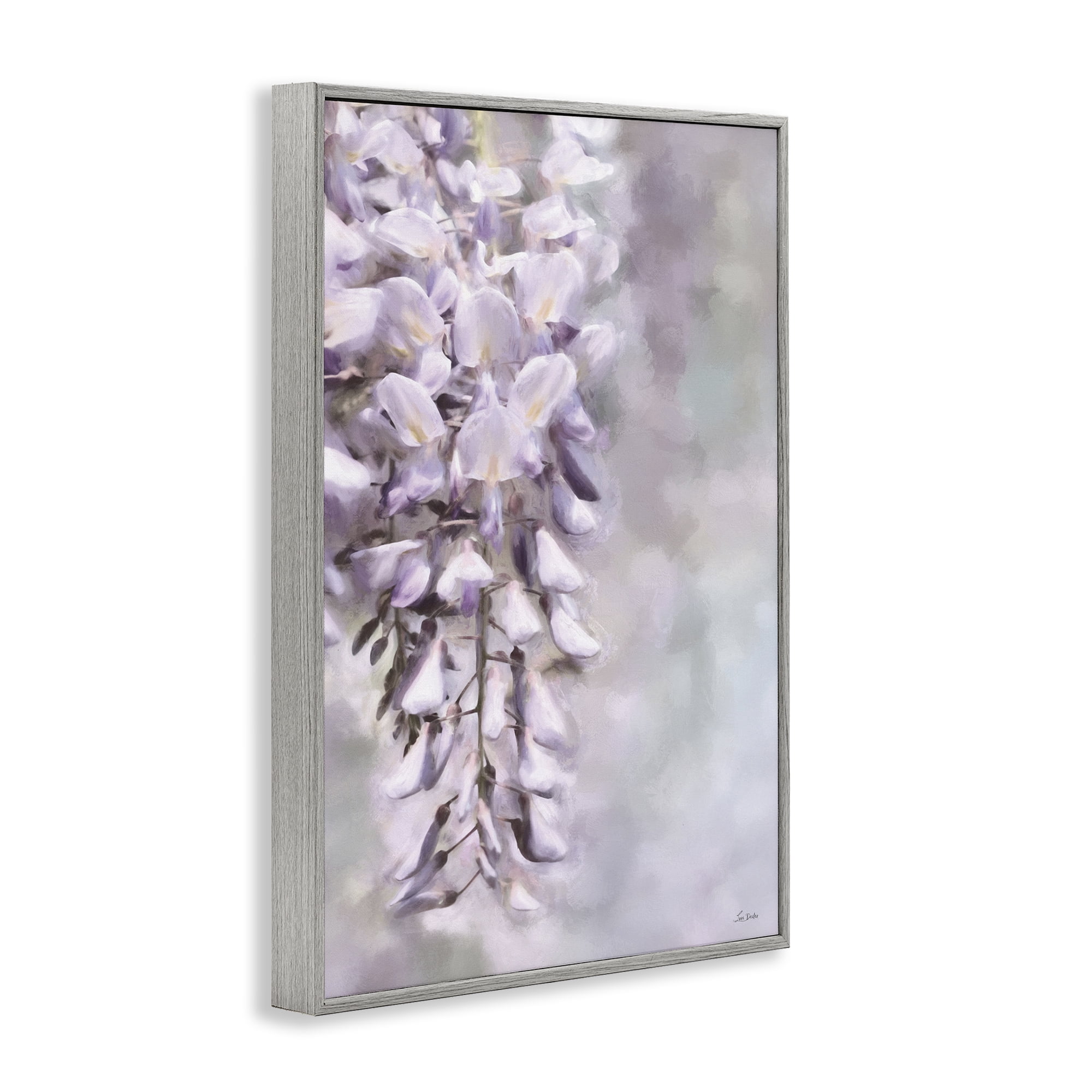 Stupell Industries Soft Foxglove Petals Botanical & Floral Painting Gray Framed Art Print Wall Art, 20 x 30