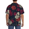 thumbnail image 5 of Vsdgher Roses Skulls Print Men's Wrinkle Free Untucked Cuban Shirt Business Casual Button Down Shirts Short Sleeve Shirt, 5 of 7