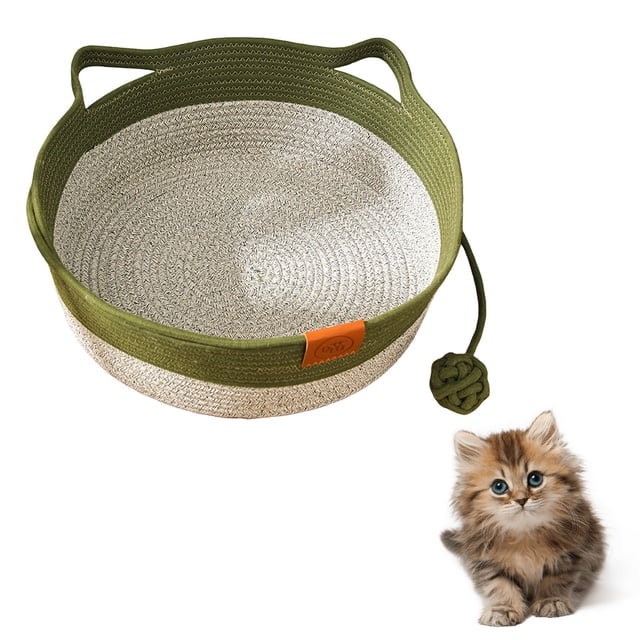 Woven Cat Bed Handwoven Natural Rattan Pet Sleeping Rope Weaving Durable Breathable Comfortable for Small Large Cats Dogs
