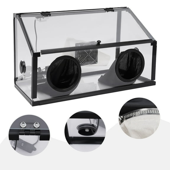 Miumaeov Fully Enclosed Electric Grinding Table Polisher Dust Box Acrylic Cover with LED Light