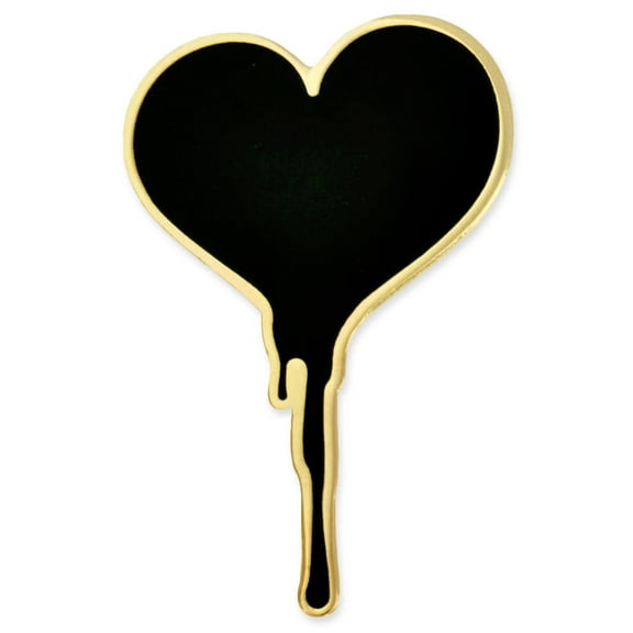 Black Dripping Bleeding Heart Enamel Lapel Pin