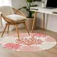 thumbnail image 5 of Red Coastal Round Area Rug 3 FT, Small Kitchen Bathroom Mat, Vintage Coral Ocean Modern Sea Abstract Washable Indoor Outdoor Throw Runner Carpet Non-Shedding Doormat for Table Shower Sofa Entryway, 5 of 9