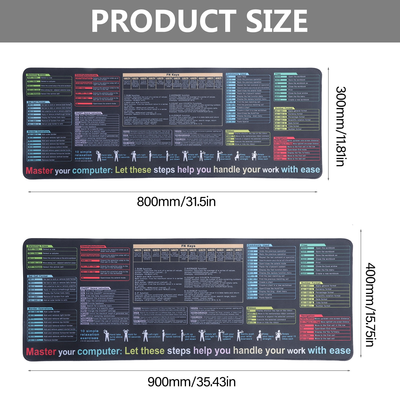 Desk Pad with Word Function Key Providing Spacious and Waterproof Surfaces for Office and Gaming