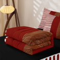 thumbnail image 5 of Castle Fairy Vintage Hand-Drawn Stripe Zipper Twin Comforter Sets with Fitted Sheet and 2 Pillowcases,Retro Leather Textured Panel Zipper Bedding Set,Rust Tan White,Reversible, 5 of 5