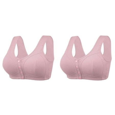 (2-Pack) Rinsvye Women s Front Side Buckle Bra Sports without Steel Ring Movement Women Bras Plus Size Sports Seamless Gathering Adjustment Yoga Womens Strapless Bras Sleep Large Bra