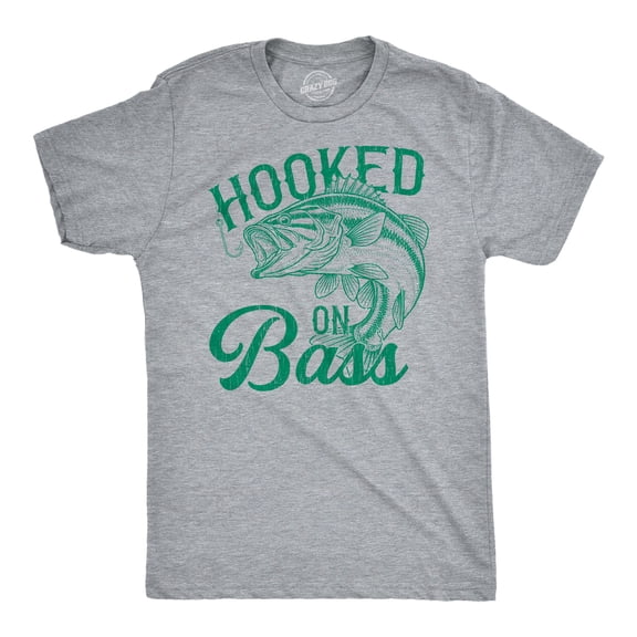 Mens Funny T Shirts Hooked On Bass Sarcastic Fishing Lovers Tee For Men Graphic Tees