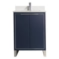 thumbnail image 2 of Fine Fixtures Opulence Collection 24 in. W x 18 in. D x 33 in. H Bathroom Vanity in Navy Blue with White Carrara Sintered Stone Sink - Chrome hardware, 2 of 8