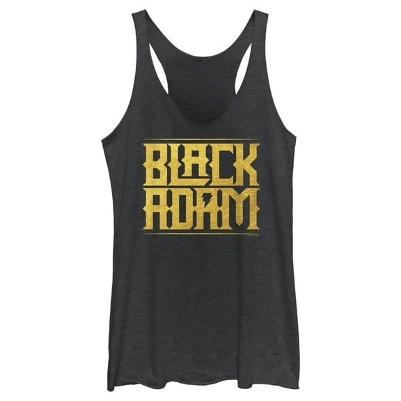 Women's Black Adam Golden Logo Racerback Tank Top Black Heather 2X Large