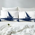 thumbnail image 4 of Erosebridal Sail Boat Queen Sheet Sets, Ocean Sea Nautical Bedding Sets Queen Size, 4pcs (Top Sheet, Fitted Sheet, Pillowcase), 4 of 6