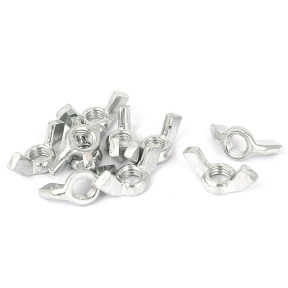 3/8"-16 Thread Zinc Plated Wingnut Butterfly Wing Nuts Silver Tone 10 Pcs