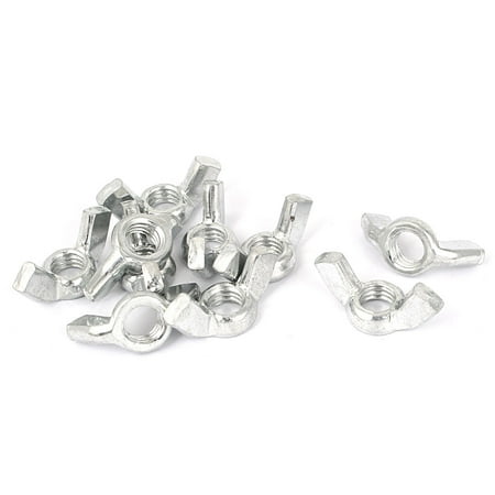

3/8 -16 Thread Zinc Plated Wingnut Butterfly Wing Nuts Silver Tone 10 Pcs