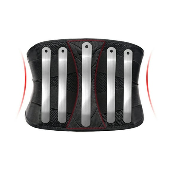 Gym Belt V Shaped Spine Support Squat Belts with 5 Steel Plates 2 Springs Side Waist Breathable Bodybuilding Belt M