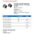 thumbnail image 2 of Front Upper Control Arm Bushing Kit - Compatible with 2005 - 2019 Chrysler 300 AWD 2006 2007 2008 2009 2010 2011 2012 2013 2014 2015 2016 2017 2018, 2 of 2