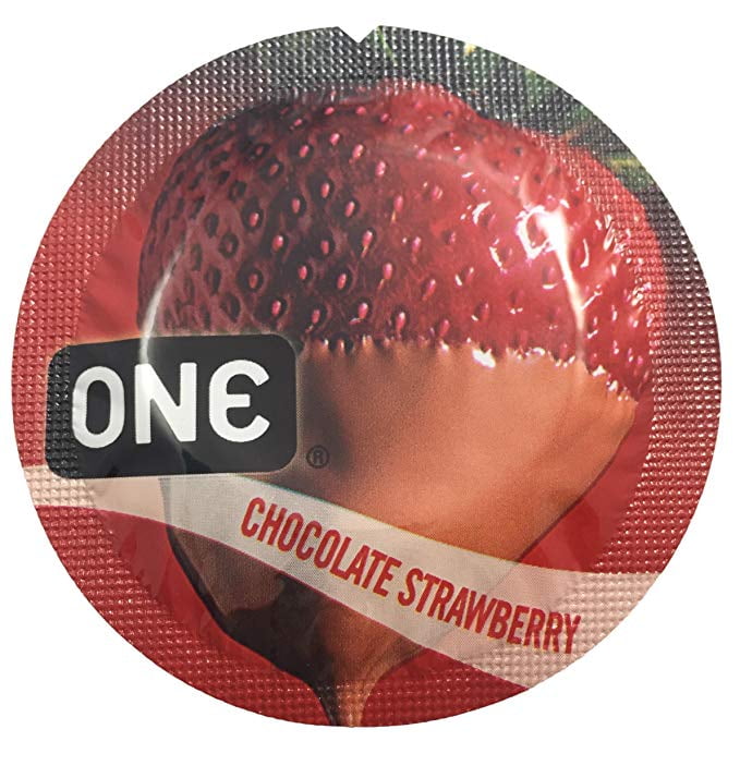 ONE Chocolate Strawberry + Silver Lunamax Pocket Case, Premium Lubricated Flavored Latex Condoms-24 Count