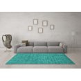 thumbnail image 3 of Ahgly Company Machine Washable Indoor Square Oriental Turquoise Blue Industrial Area Rugs, 4' Square, 3 of 4