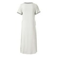 thumbnail image 4 of Women Nightgown Short Sleeve Soft Nightshirt Full Length Dress Sleepwear, 4 of 5