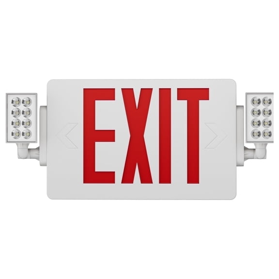 Spectsun LED Light Battery Backup UL Listed Exit Sign with Emergency Lights, Red
