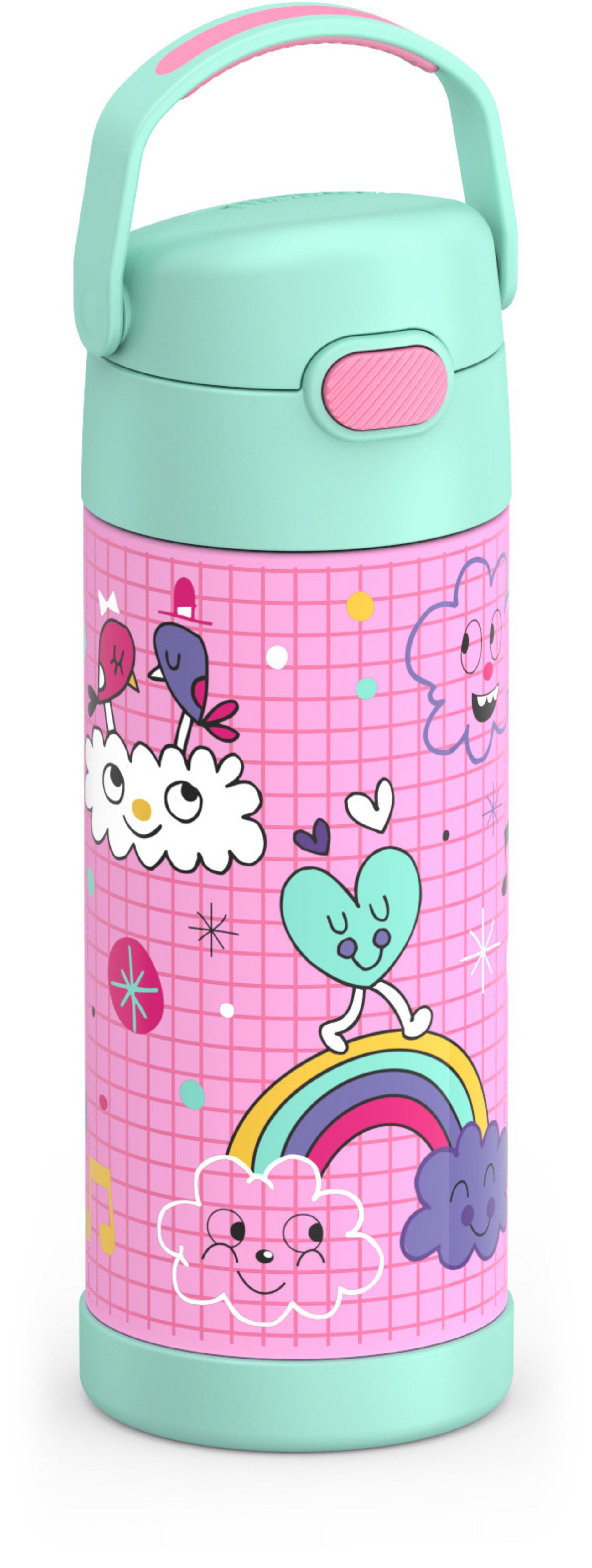 Thermos Kids Stainless Steel Funtainer Bottle with Straw, Dishwasher Safe, Leak Proof, Sketchbook, 14 oz