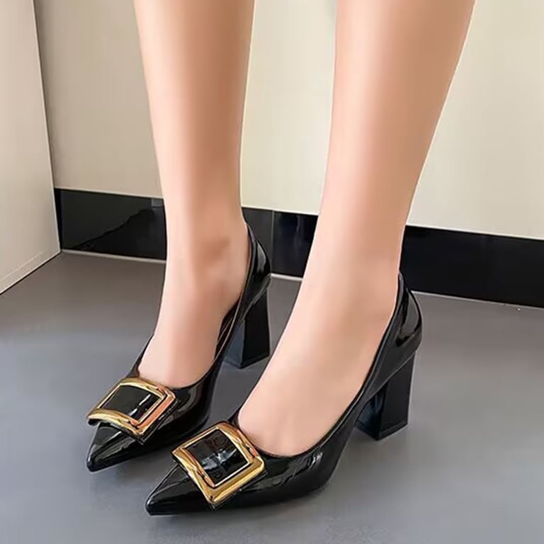 black wedge heel dress shoes Amazon.com | Ankis Black Closed Toe Wedges for Women, Comfortable Medium Heel Work Pumps Shoes for Dressy Spring Fall - 2.5Inch